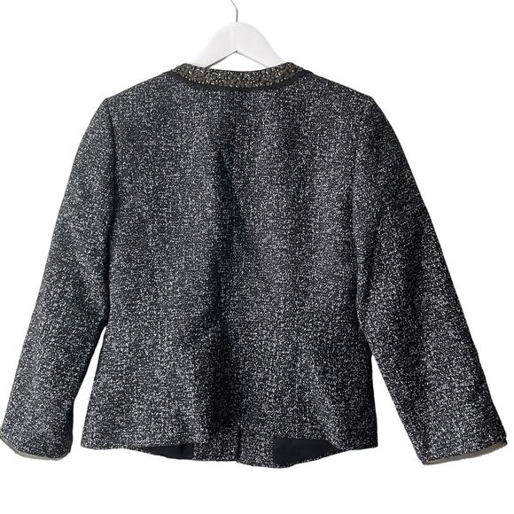 Classiques Entier Black & Gray Tweed Sequenced Neckline Jacket - M - Picture 2 of 11